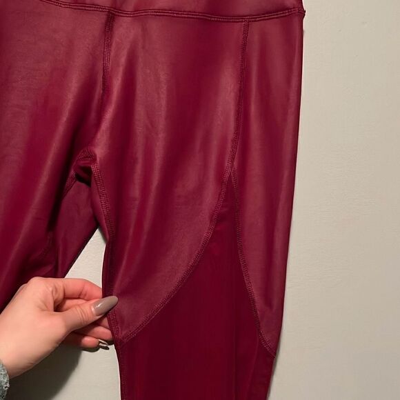 90 Degree By Reflex Women's Maroon Mesh Leggings - Picture 2 of 6